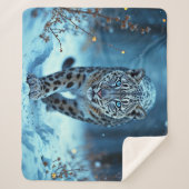 Stealthy winter katachtige gloeiende ogen bevroren sherpa deken (Voorkant)