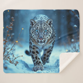 Stealthy winter katachtige gloeiende ogen bevroren sherpa deken