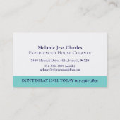 Steam Cleaning Business aqua blue white Visitekaartje (Achterkant)