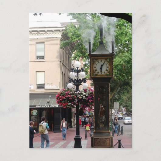 Steam Clock Gastown/Greetings uit BC, Canada Briefkaart (Voorkant)
