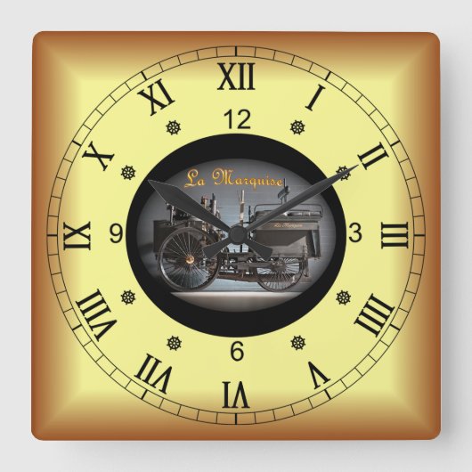 Steam Engine Car~De Dion-Bouton La Marquise~1884~ Vierkante Klok (Voorkant)
