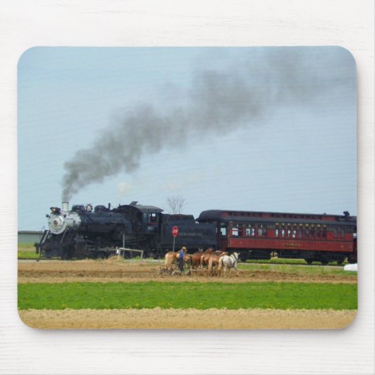 Steam Engine en Amish Farmer Muismat (Voorkant)