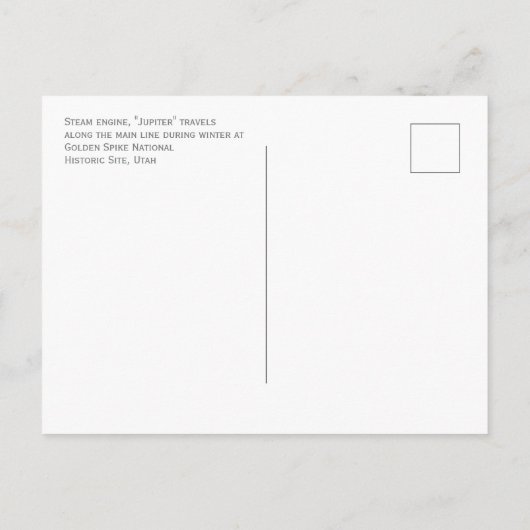 Steam Engine, "Jupiter" bij Golden Spike NHS, Utah Briefkaart (Achterkant)