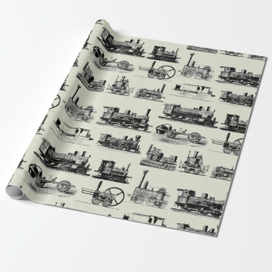 Steam Engine Locomotief "Steampunk"-patroon Cadeaupapier (Uitgerold)