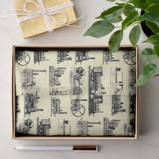 Steam Engine Locomotief "Steampunk"-patroon Tissuepapier (Geschenk)