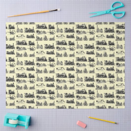 Steam Engine Locomotief "Steampunk"-patroon Tissuepapier (Craft)