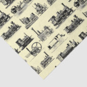 Steam Engine Locomotief "Steampunk"-patroon Tissuepapier (Detail)