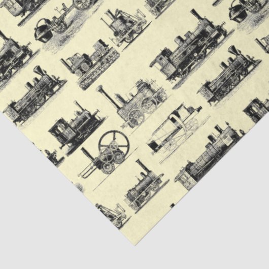 Steam Engine Locomotief "Steampunk"-patroon Tissuepapier (Detail)