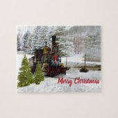 Steam Engine met kerst bij motoren Legpuzzel (Horizontaal)