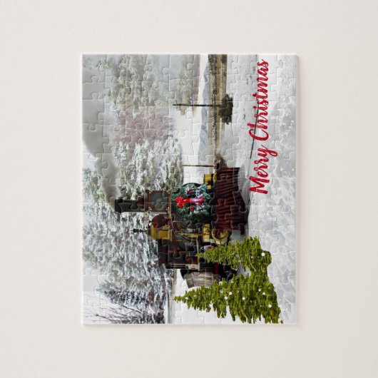 Steam Engine met kerst bij motoren Legpuzzel (Verticaal)