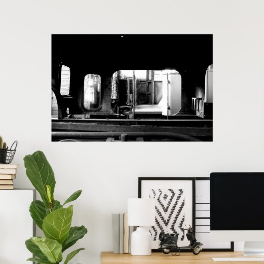 Steam Engine Repair Le Mastrou BlackWhite poster (Thuiskantoor)