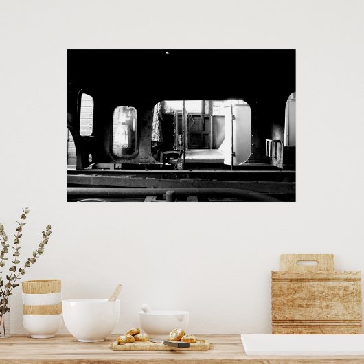 Steam Engine Repair Le Mastrou BlackWhite poster (Keuken)