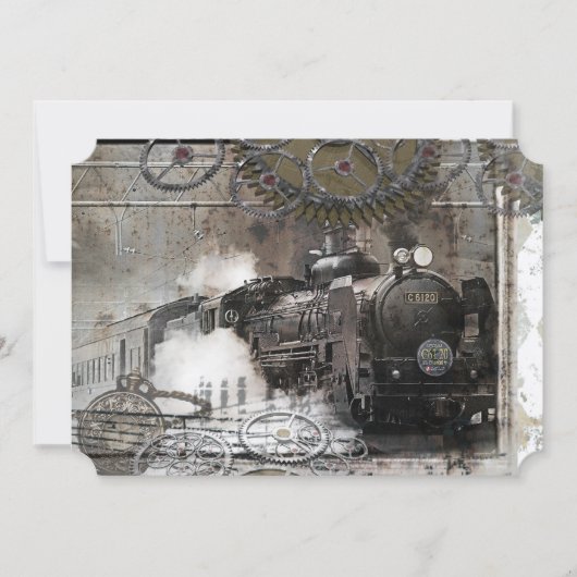 Steam Engine Steampunk Weddenschap Kaart (Voorkant)