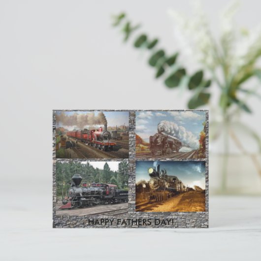 Steam Engines Fathers day card Briefkaart (Staand voorkant)