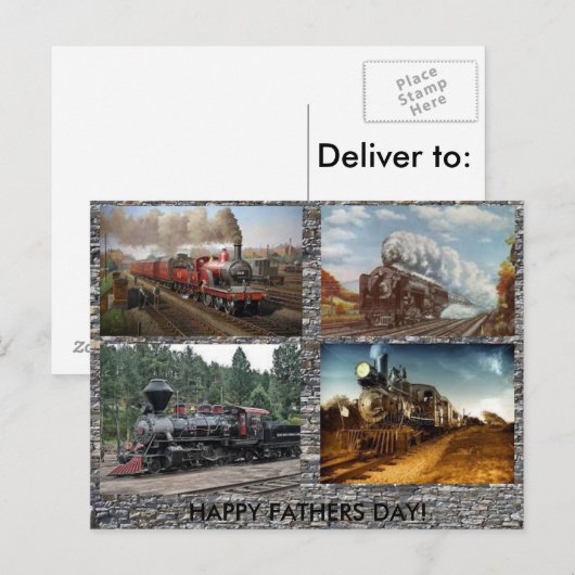 Steam Engines Fathers day card Briefkaart (Voorkant / Achterkant)