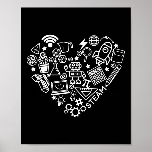 Steam Heart Shape Stem Teacher Science Lover Byck Poster (Voorkant)