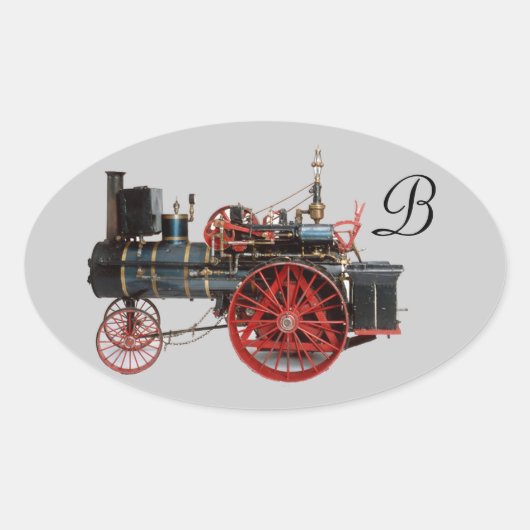  STEAM LOCOMOTIEF MONOGRAM OVALE STICKER (Voorkant)