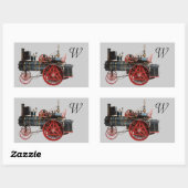  STEAM LOCOMOTIEF MONOGRAM RECHTHOEKIGE STICKER (Vel)