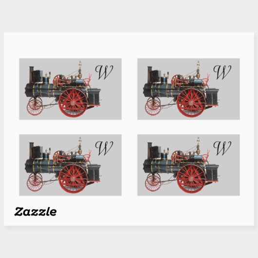  STEAM LOCOMOTIEF MONOGRAM RECHTHOEKIGE STICKER (Vel)