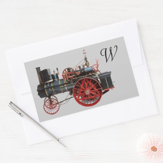  STEAM LOCOMOTIEF MONOGRAM RECHTHOEKIGE STICKER (Envelop)