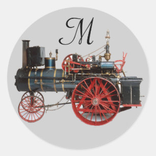  STEAM LOCOMOTIEF MONOGRAM RONDE STICKER