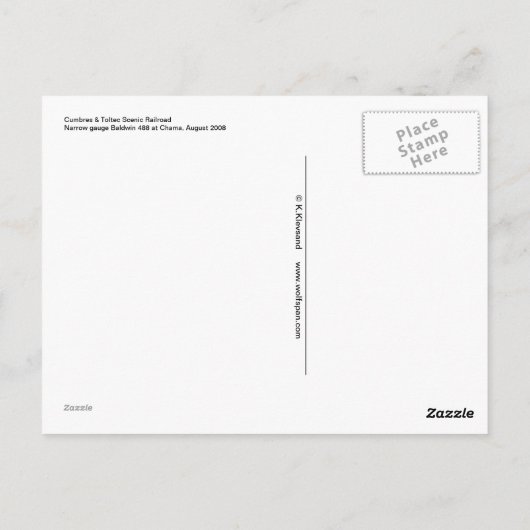 Steam Locomotive Baldwin Cumbres and Toltec Briefkaart (Achterkant)