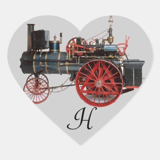  STEAM LOCOMOTIVE HEART MONOGRAM HART STICKER (Voorkant)