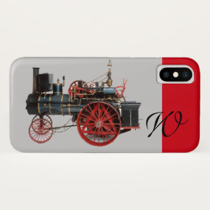  STEAM LOCOMOTIVE MONOGRAM Red Grey iPhone X Hoesje