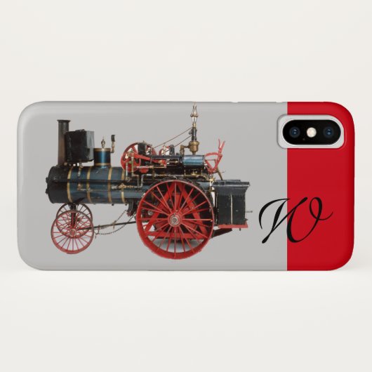 STEAM LOCOMOTIVE MONOGRAM Red Grey Case-Mate iPhone Case (Achterkant (horizontaal))