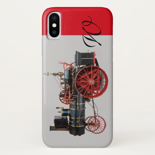  STEAM LOCOMOTIVE MONOGRAM Red Grey Case-Mate iPhone Case (Achterkant)