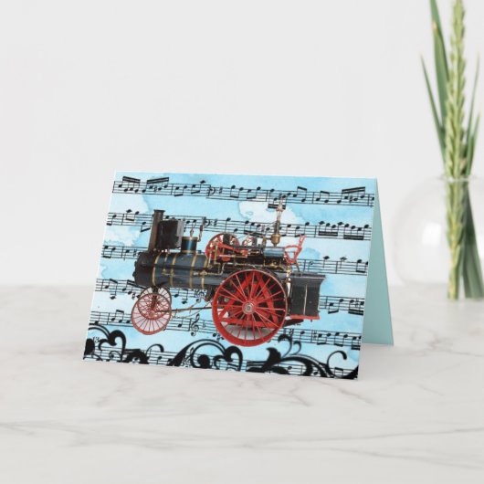  STEAM LOCOMOTIVE MUSICAL VADERDAG KAART (Voorkant)