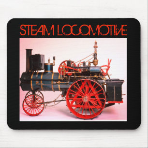 STEAM LOCOMOTIVE Red Black Muismat