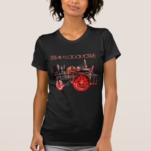  STEAM LOCOMOTIVE Red Black T-shirt (Voorkant)