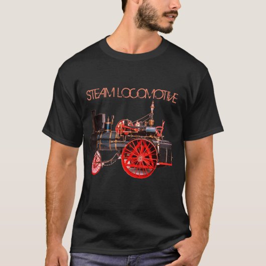  STEAM LOCOMOTIVE Red Black T-shirt (Voorkant)
