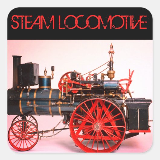 STEAM LOCOMOTIVE Red Black Vierkante Sticker (Voorkant)