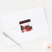 STEAM LOCOMOTIVE Red Black Vierkante Sticker (Envelop)