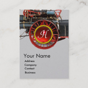 STEAM LOCOMOTIVE RUBY GEMSTONE MONOGRAM VISITEKAARTJE