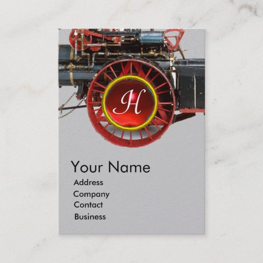  STEAM LOCOMOTIVE RUBY GEMSTONE MONOGRAM VISITEKAARTJE (Voorkant)