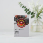  STEAM LOCOMOTIVE RUBY GEMSTONE MONOGRAM VISITEKAARTJE (Staand voorkant)