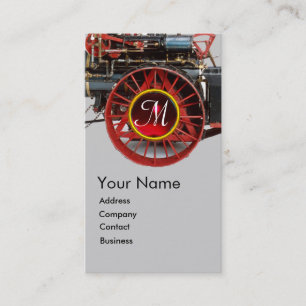 STEAM LOCOMOTIVE RUBY GEMSTONE MONOGRAM VISITEKAARTJE