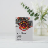 STEAM LOCOMOTIVE RUBY GEMSTONE MONOGRAM VISITEKAARTJE (Staand voorkant)