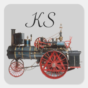 STEAM LOCOMOTIVE SQUARE MONOGRAM VIERKANTE STICKER