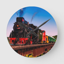 Steam Locomotive Train Railroad Gifts Ronde Klok