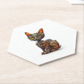 Steam Powered Spint � Steampunk Robot Cat Kartonnen Onderzetters (Schuin)