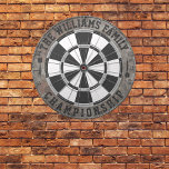 Steam Punk familienaam gepersonaliseerd Dartbord<br><div class="desc">Voeg je familienaam toe en creëer gemakkelijk je gepersonaliseerde familienaam dartboard. Klik op de knop PERSONALISEREN om de tekstkleur of bordkleuren te wijzigen.</div>