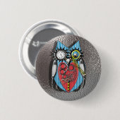 Steam Punk Funny Mechanical Owl Red Blue Ronde Button 5,7 Cm (Voorkant /achterkant)