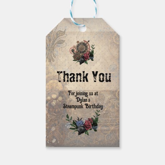 Steam Punk Geachte Partij Dank u Cadeaulabel (Voorkant)