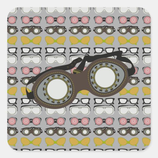 Steam Punk Goggles Vierkante Sticker (Voorkant)
