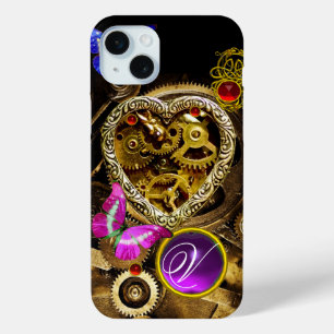 STEAM PUNK HART, VISTUIG, PARELTJES, BUTTERFLIES M iPhone 15 MINI HOESJE
