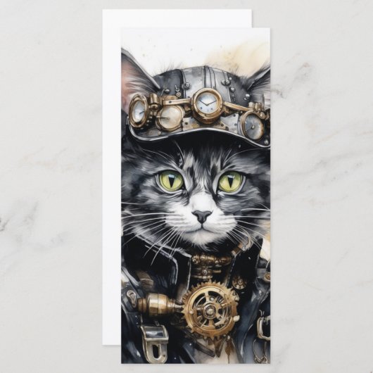 Steam Punk Kitten Kaart (Voorkant / Achterkant)